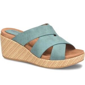 Sofft Eurosoft Kailani Dusty Teal Wedge Sandals - Womens size 7 - NEW